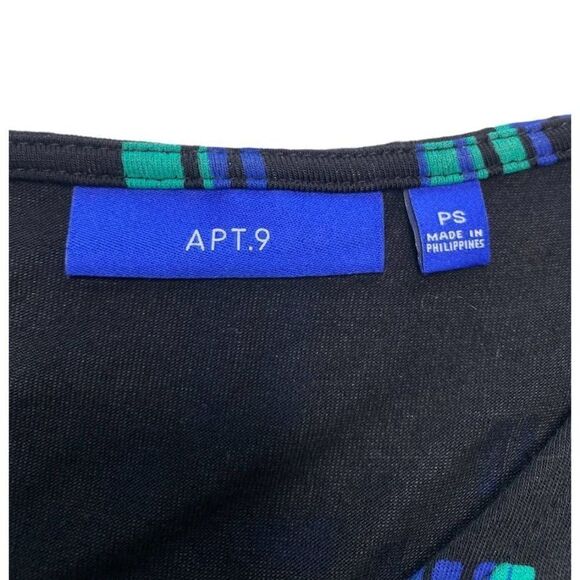 Apt 9 Black Blue Teal Dolman Sleeve Ruched Waist High Low Dress‎ Petite Small PS - Picture 5 of 7